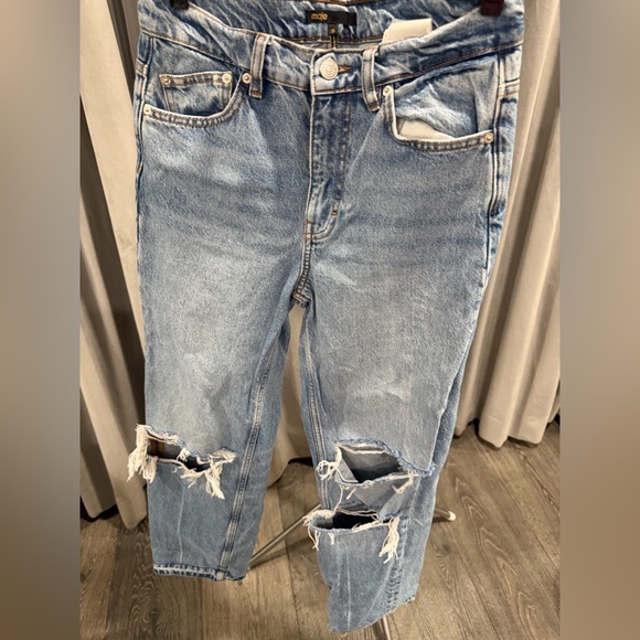 Maje Distressed Light Blue Boyfriend Jeans - Picture 2 of 3